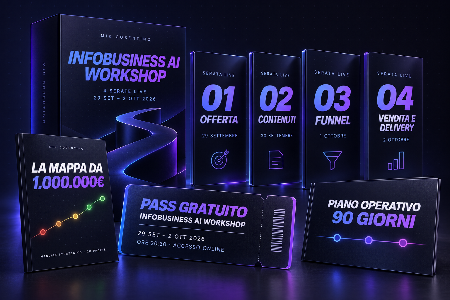 Bundle AI Infobusiness Workshop: le 3 serate live del 20–22 ottobre 2026, il pass gratuito, il manuale La Mappa da 1.000.000€ e il Piano Operativo 90 giorni